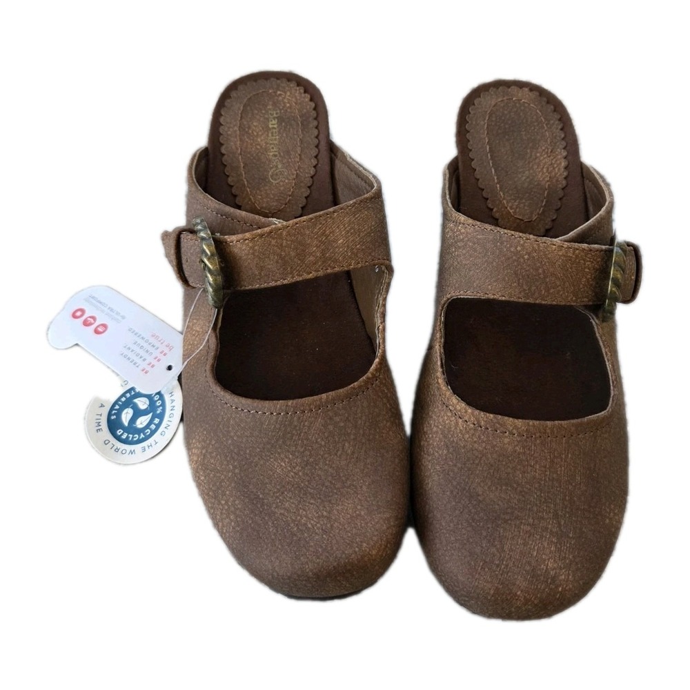 Baretraps Luna Mary Jane Mule Women Cashew 7.5 Slip On Clog Casual Shoes 2" Heel